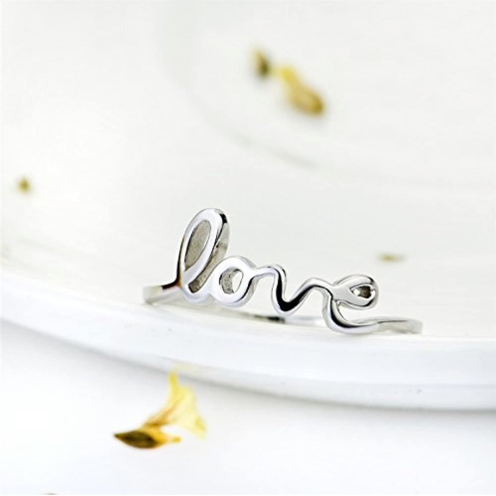 925 Love Inscription Letters Phrase Ring - Picture 5 of 10